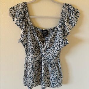 Angie Floral Keyhole Blouse